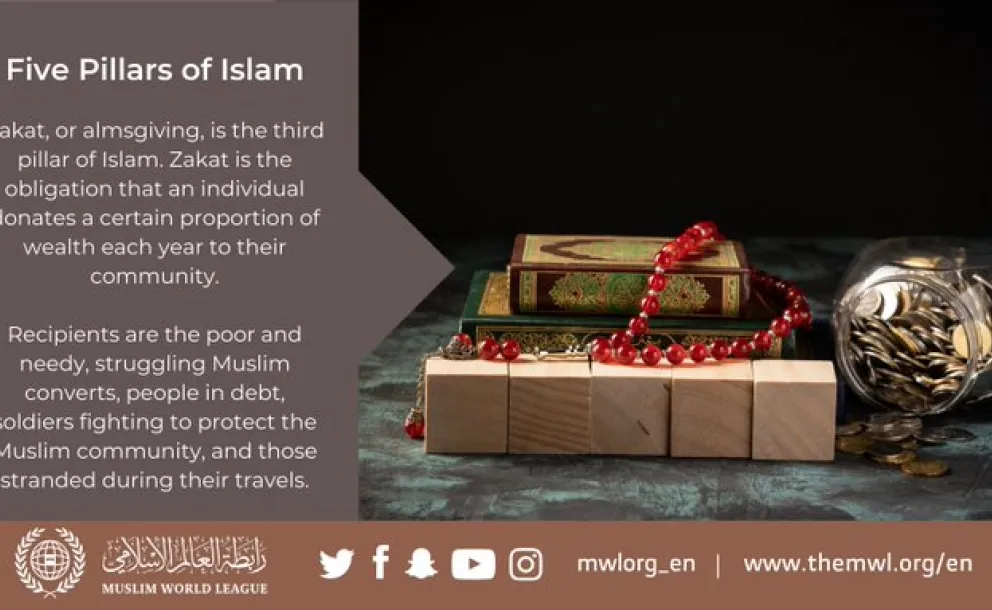 Zakat, or almsgiving, is the third pillar of Islam.