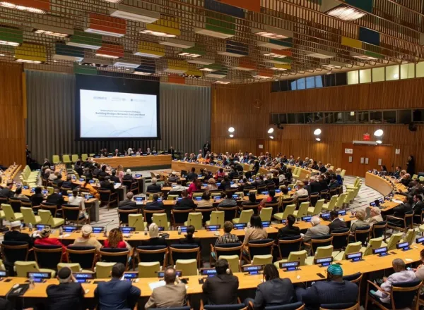 From the United Nations platform and with the participation of its leaders:  Dr. Al-Issa launches the Muslim World League initiative of "Building bridges of understanding and peace between East and West"