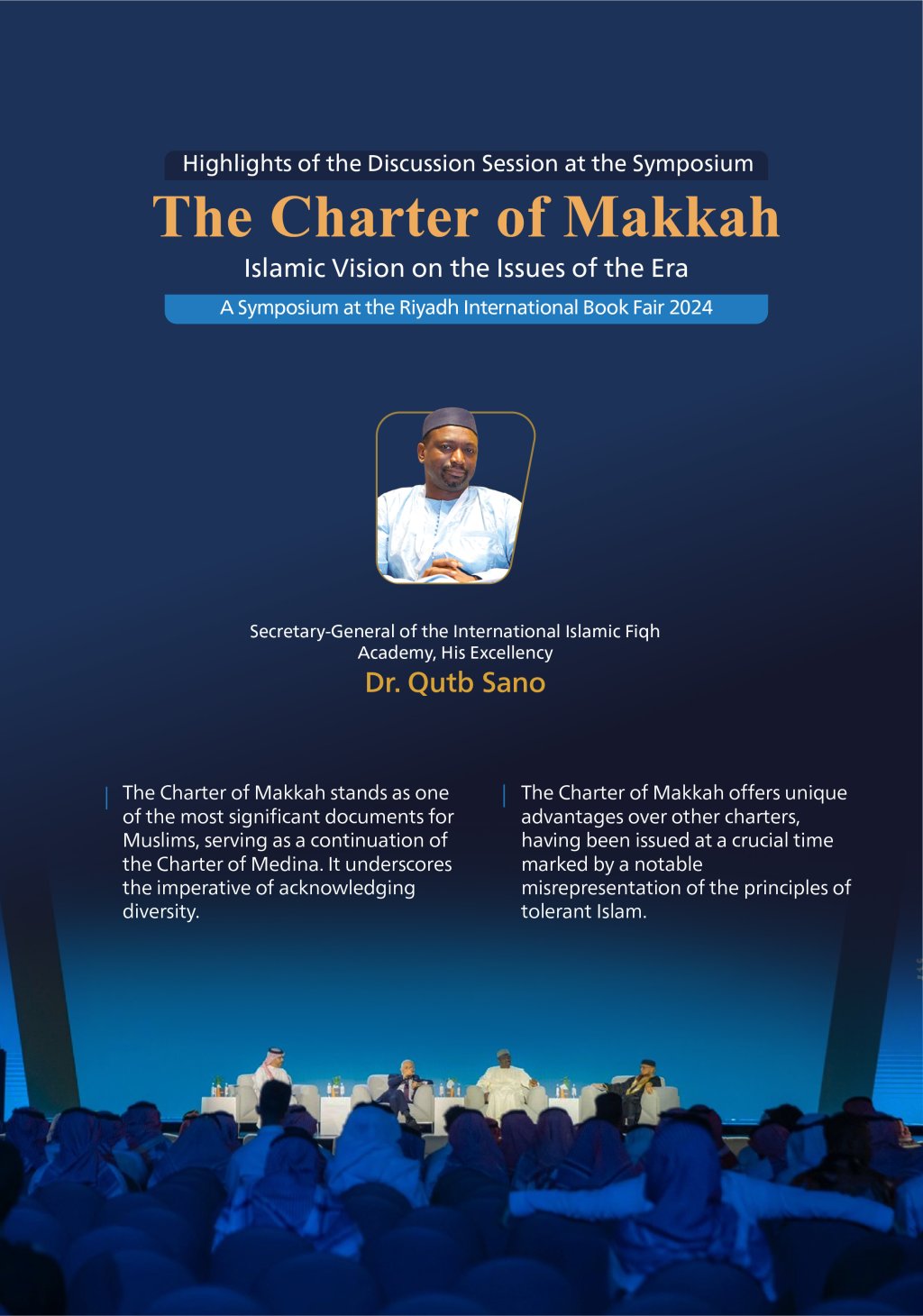 His Excellency Dr. Qutb Sano, Secretary-General of the International Islamic Fiqh Academy, participating at the symposium on The Charter Of Makkah: